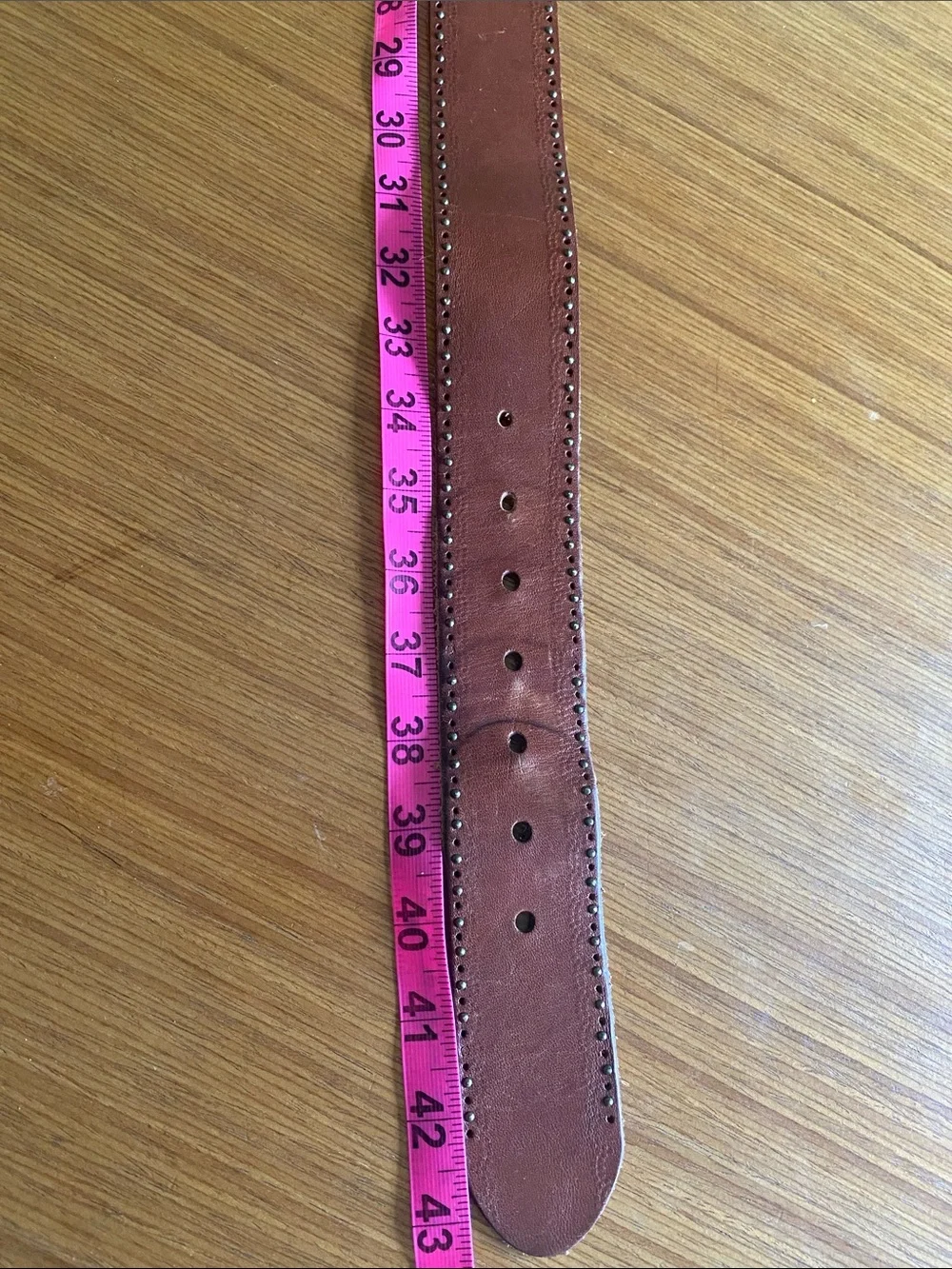 Vintage Fossil Brown Leather Belt Distressed Brass Buckle XL